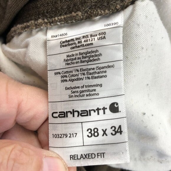 Carhartt Men's Cargo Pants Tag Size 38x34 Relaxed Fit Straight Leg Brown Casual - Picture 3 of 14